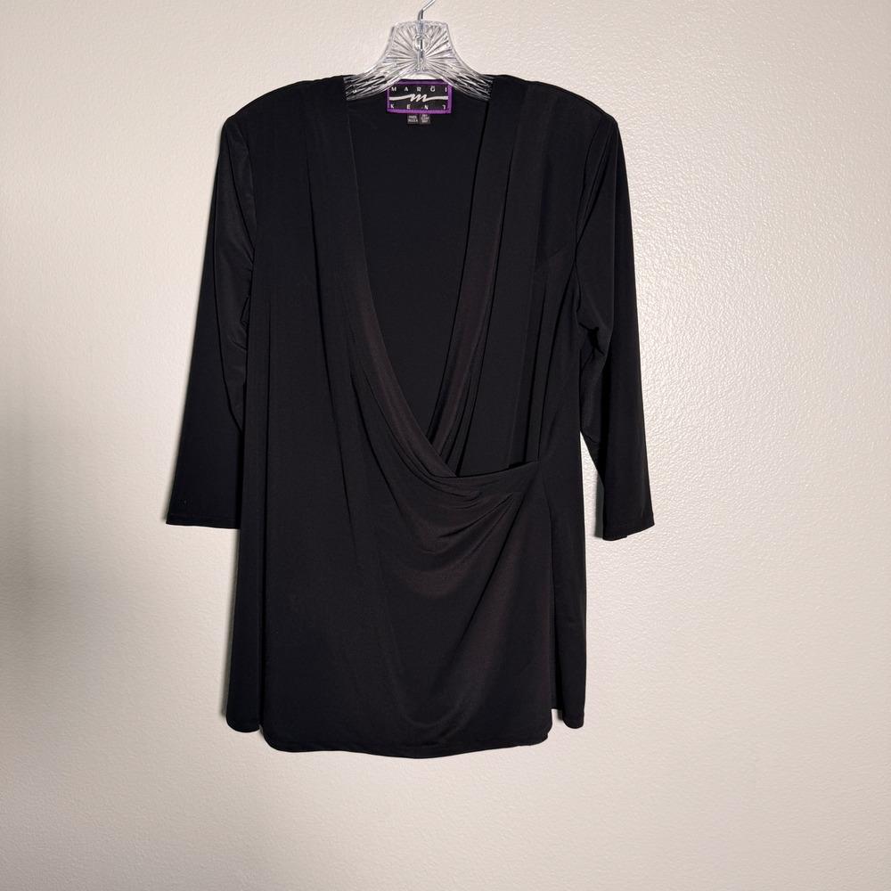 Vintage Margi Kent Black Draped Cowl Tunic Top Stevie Nicks Designer Made USA